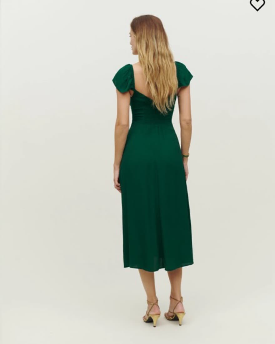 Reformation Baxley Dress In Emerald - Image 3