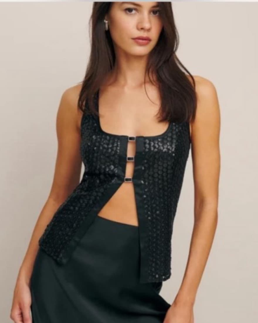 Reformation Black Sequin Top - Image 1