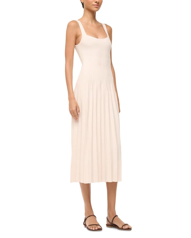 Staud Ellison Knit Midi Dress in Ecru - Image 3