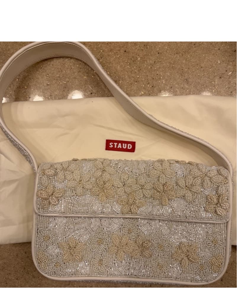 Staud Tommy Beaded Bag White - Image 1