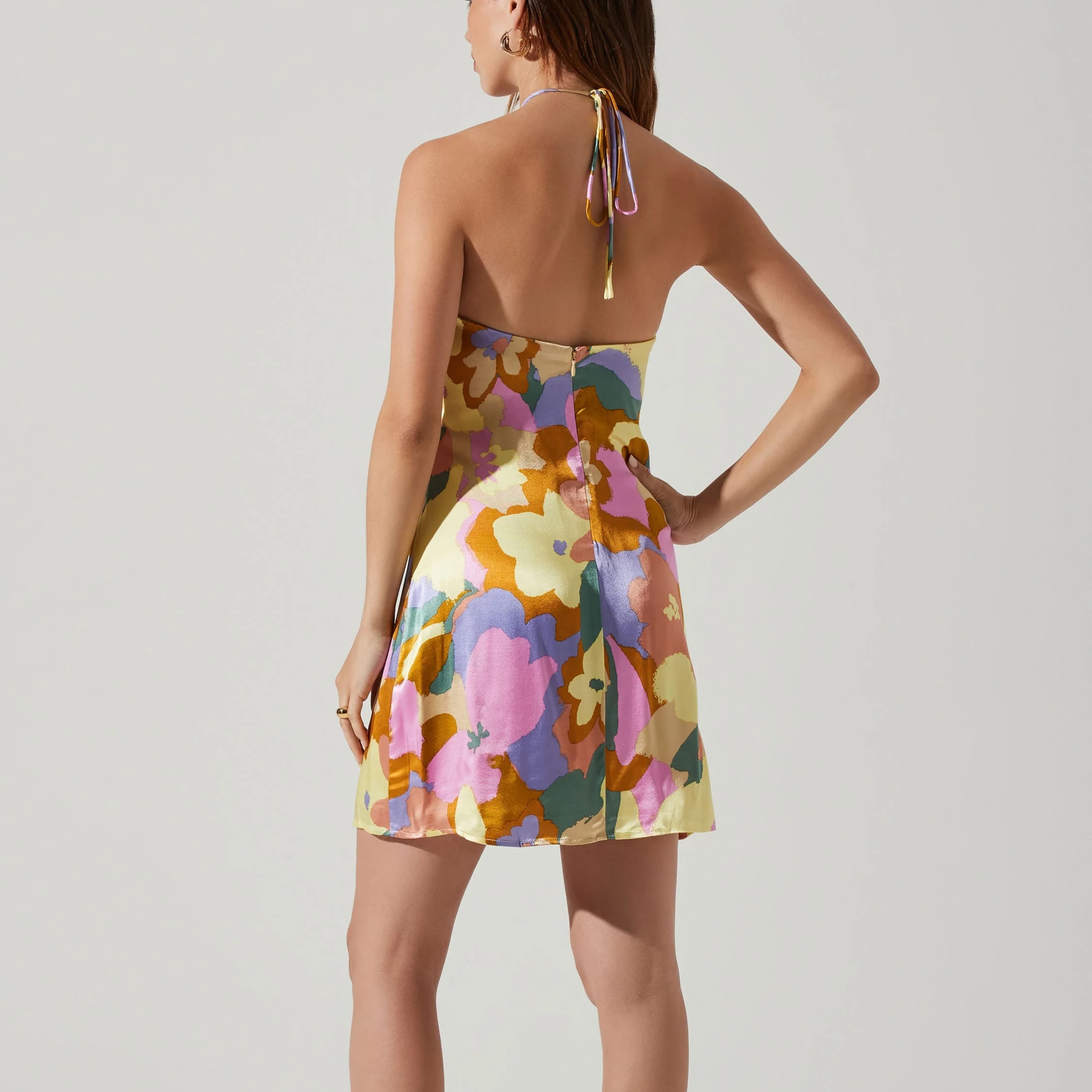ASTR the Label Colorful Floral Halter Mini Dress - Image 4