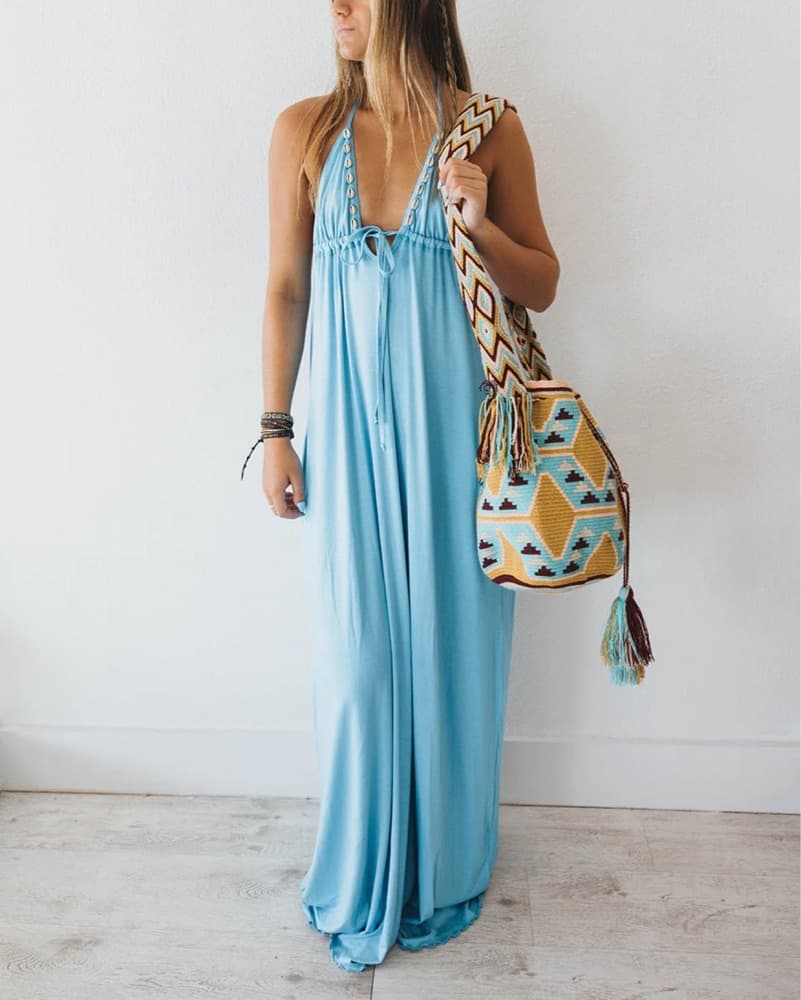 Mora Girls River Maxi Dress- Blue - Image 3