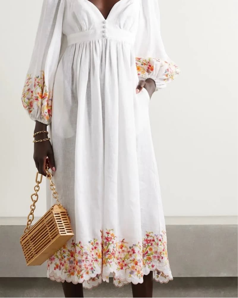 ZIMMERMANN White Linen Midi Dress - Image 3