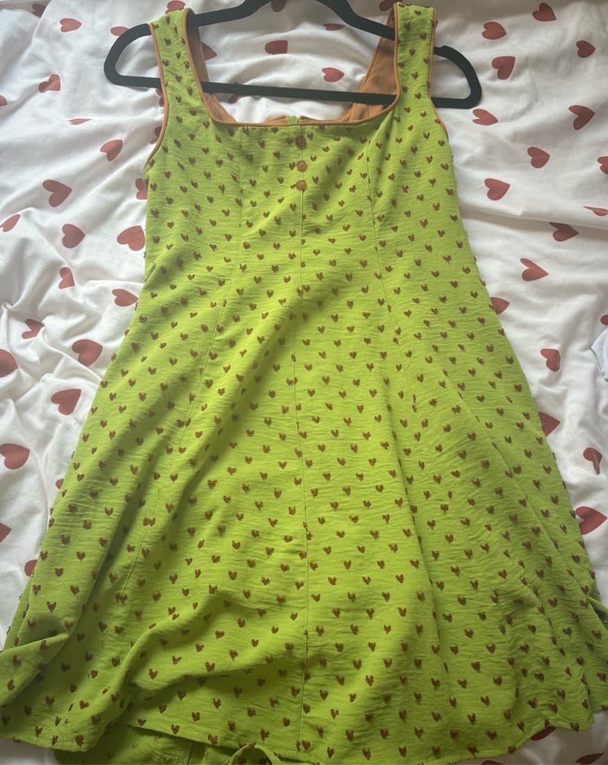 Green Dress With Hearts - Image 1
