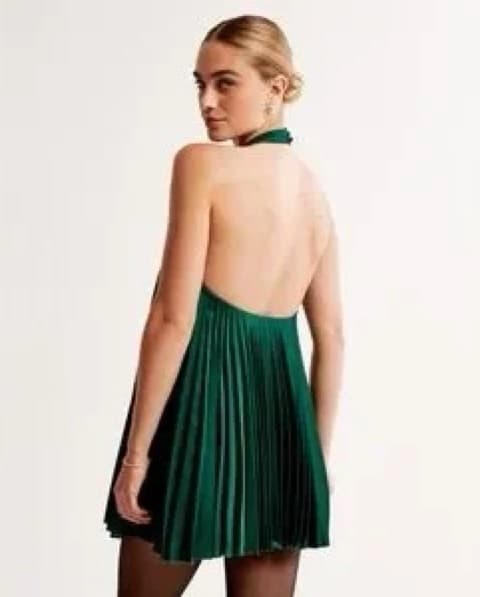 Red Abercrombie Pleated Halter Dress - Image 2