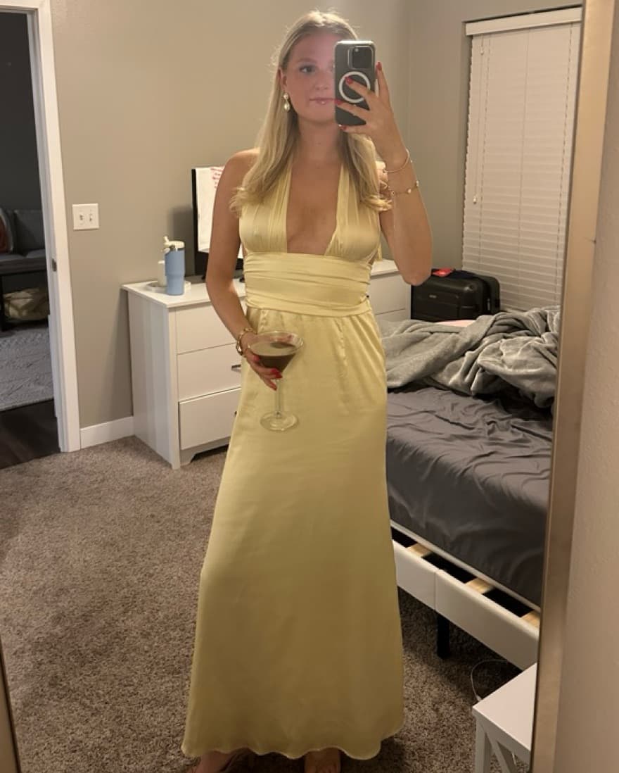 Yellow Satin Maxi Peppermayo Dress - Image 1