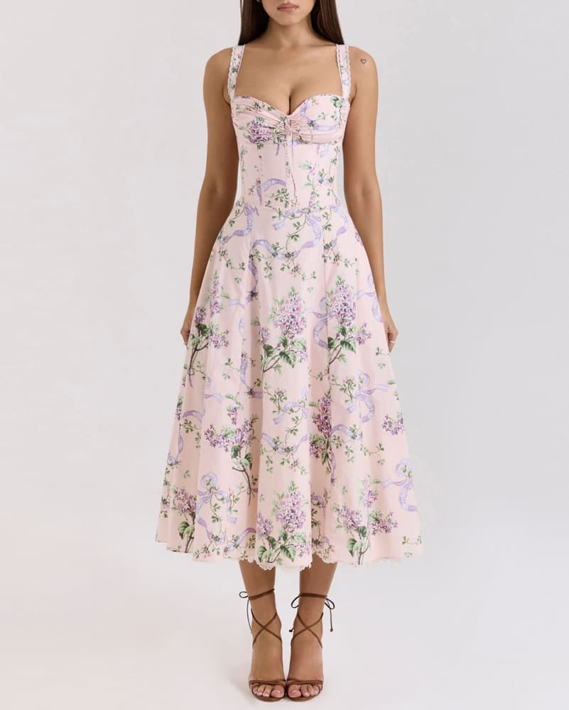 House Of CB Pink Floral Corset Dress - Image 3