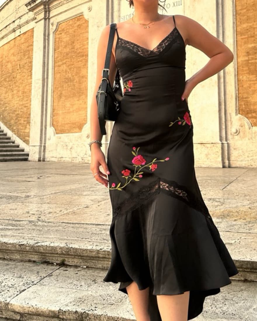 Floural high low silk dress  - Image 4