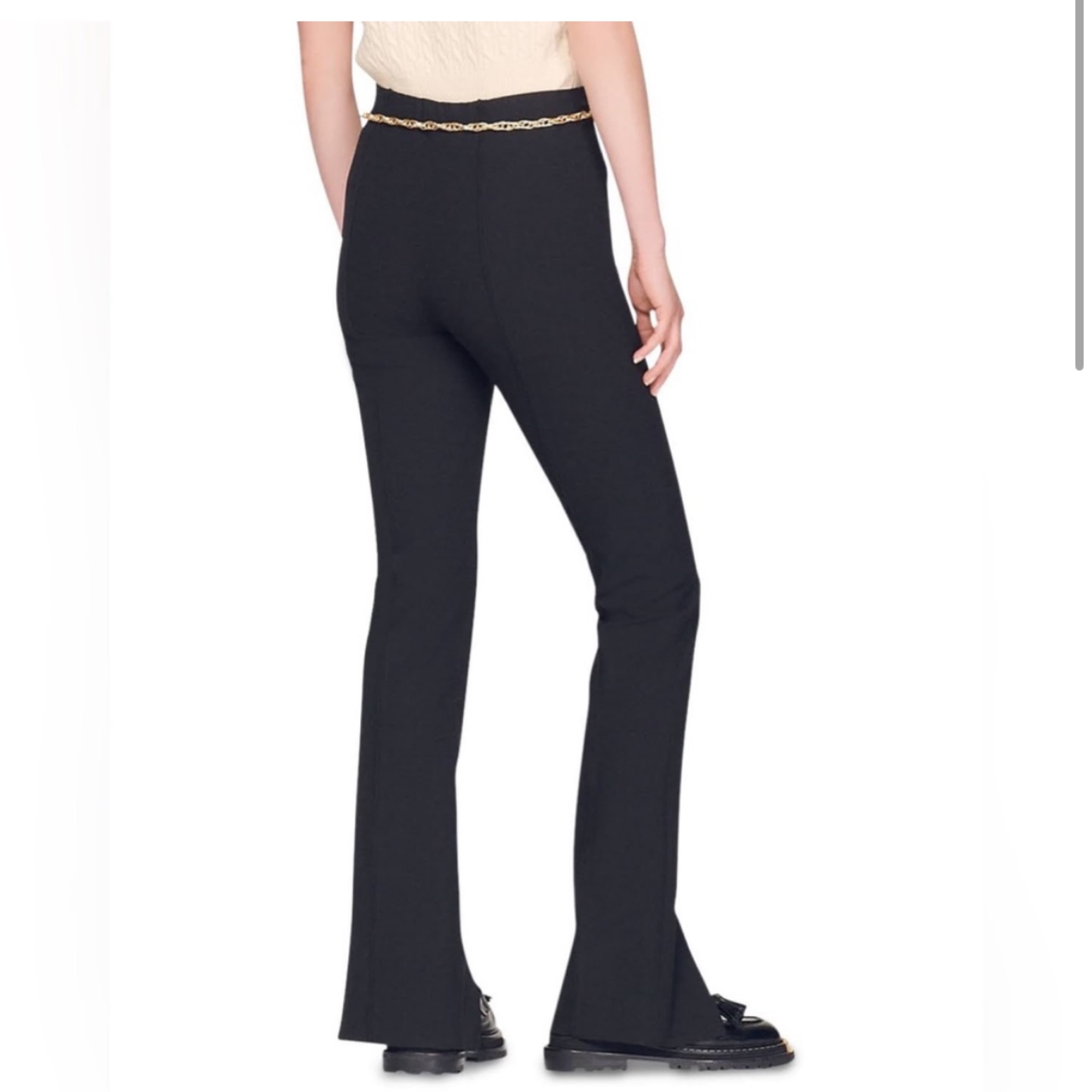 Sandro Split Hem Pant With Chain Belt - Image 3