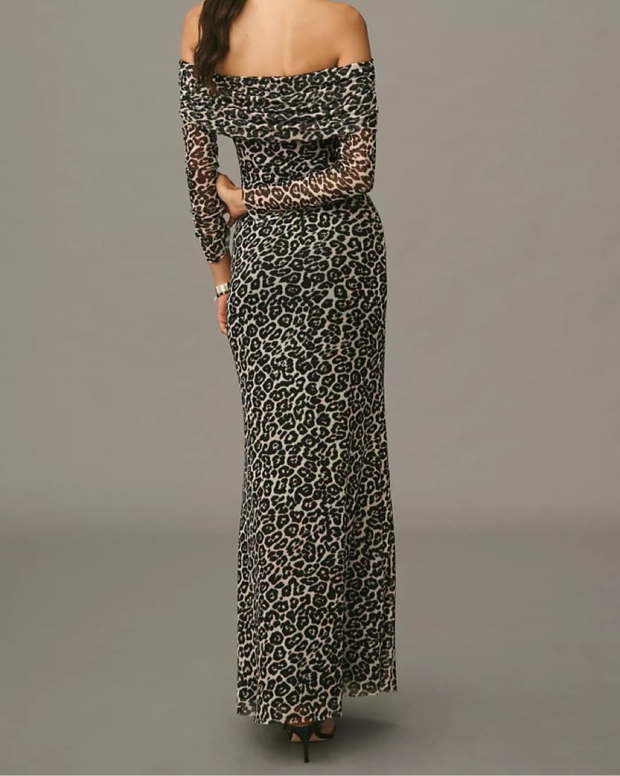 AFRM Off The Shoulder Cheetah Maxi Dress - Image 2