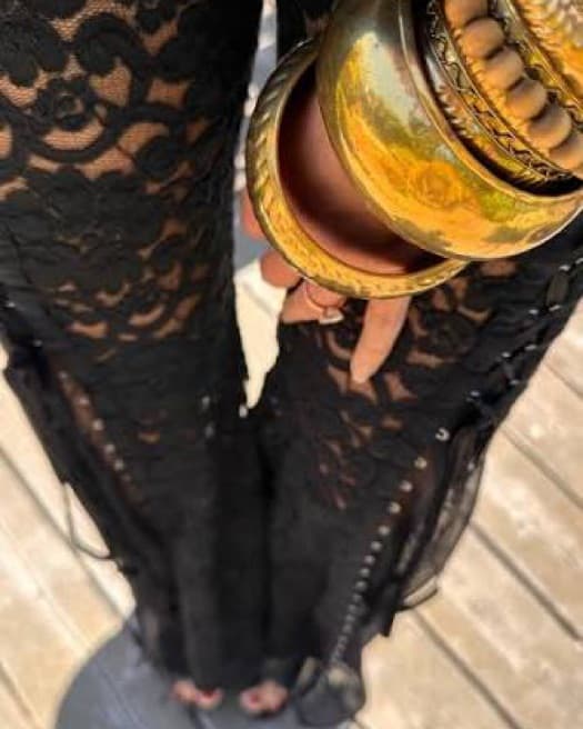 Lace Bell-Bottom Pants - Image 2