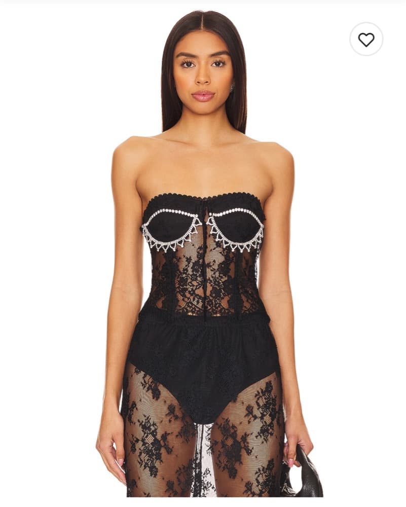 Black Lace Strapless Top - Image 1