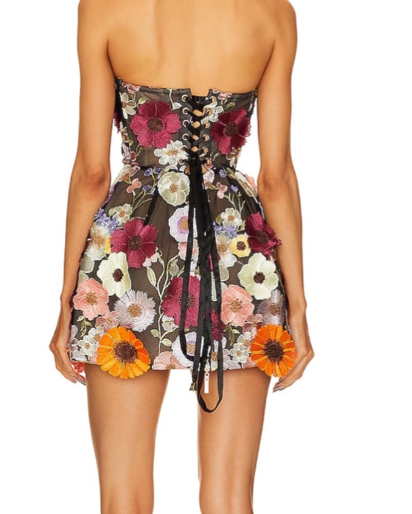 Vibrant Floral Strapless Mini Dress - Image 2