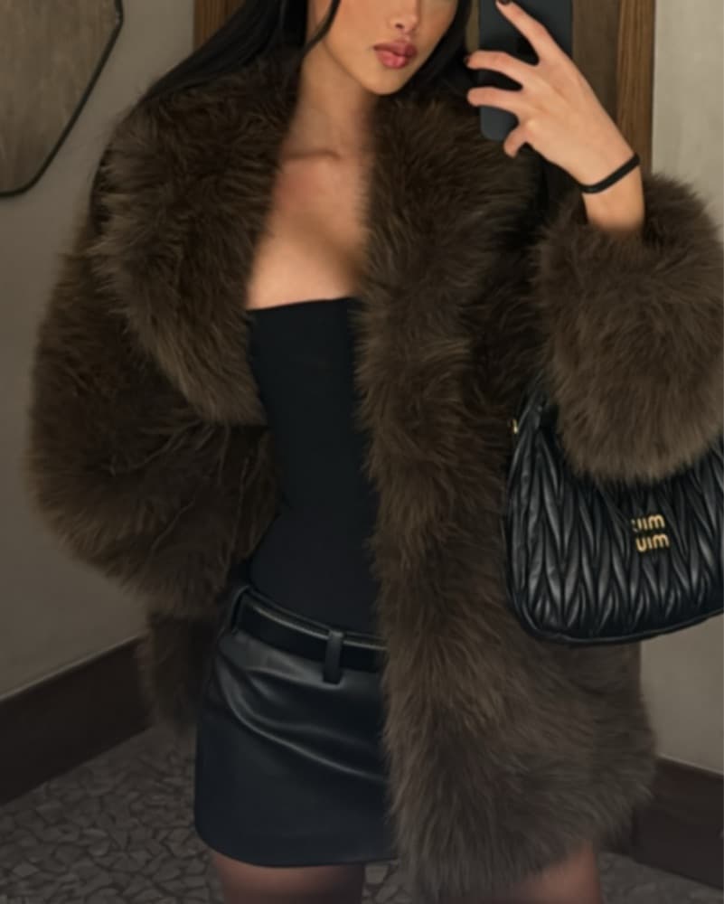 Oversized Faux Fur Coat - Image 1