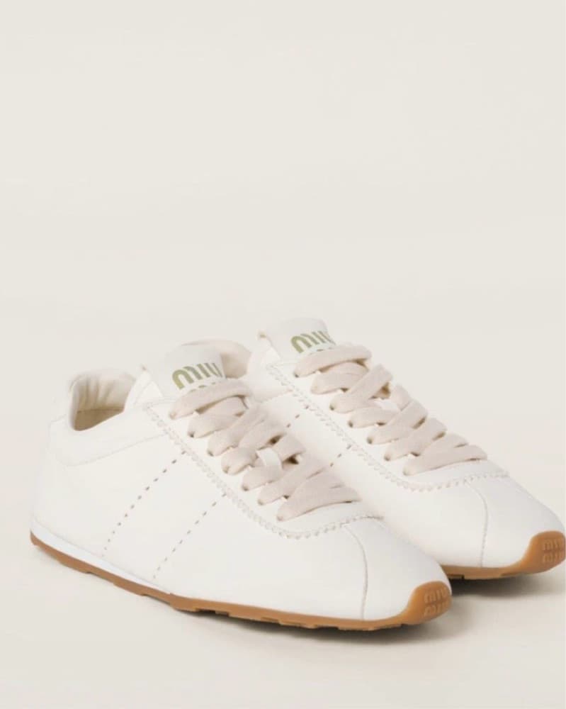 Miu Miu Plume Nappa White Sneakers W 7.5 - Image 1