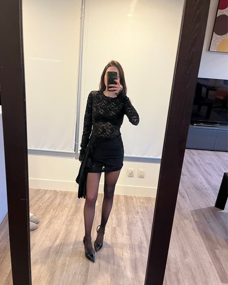 Lioness Black Lace Mini dress - Image 1