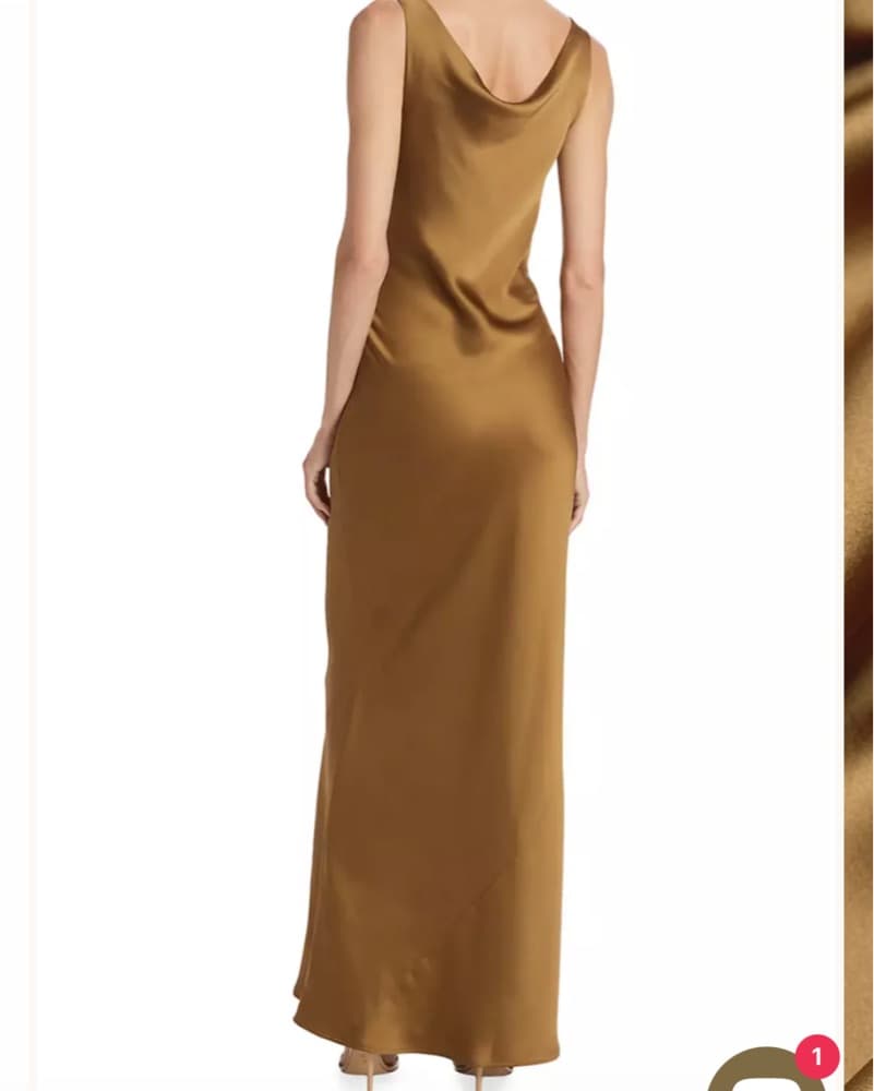 Silk cowl Neck Gown Bronze  - Image 2