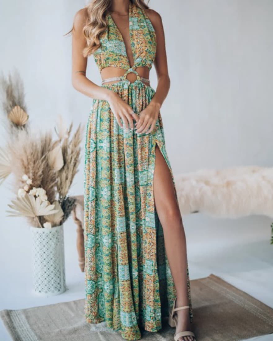 Tropical Patterned Maxi Dress - Image 2