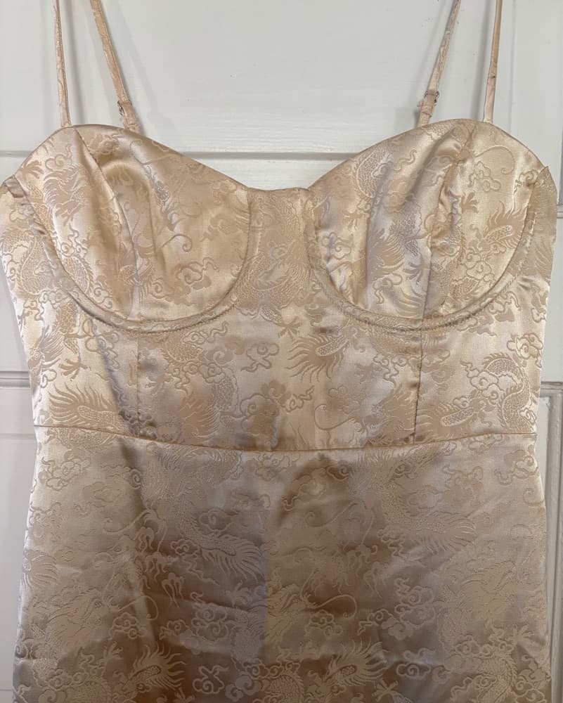 Elegant Gold Metallic Floral Dress - Image 4