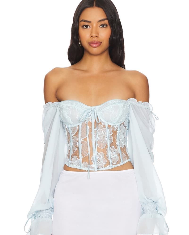 For Love & Lemons Blue Lace Corset Top - Image 2
