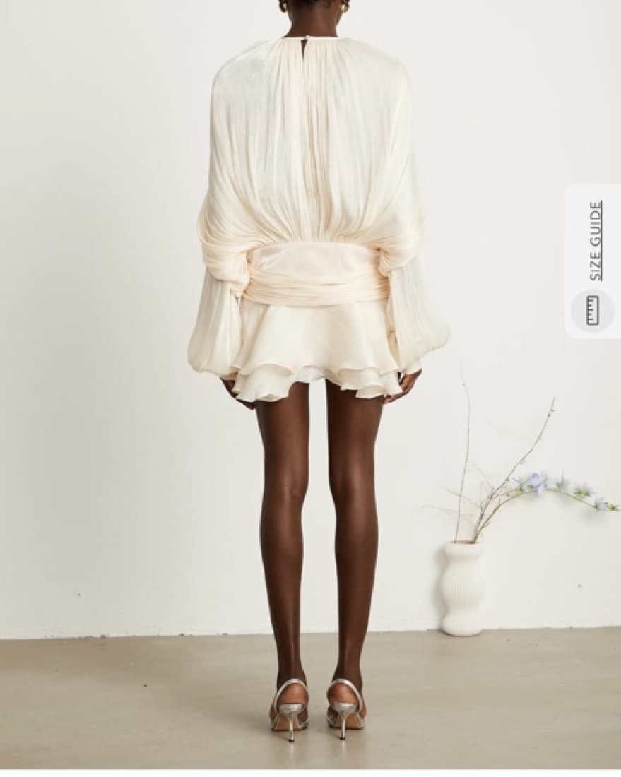 Ivory PLEATED RUFFLED MINI DRESS - Image 2