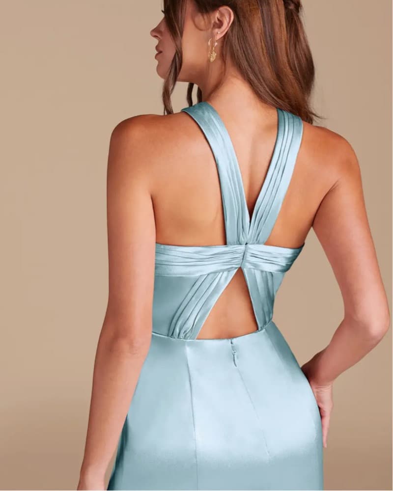 Azazie Matallic Satin Sky Blue  - Image 3