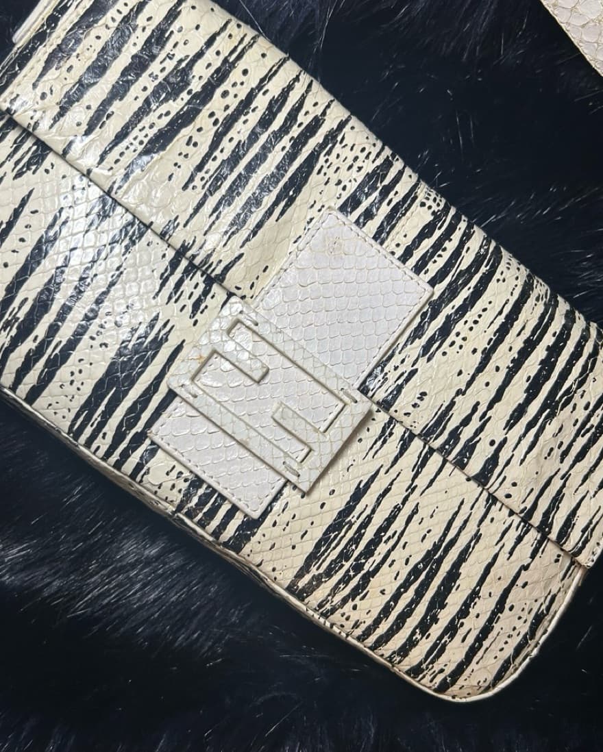 Fendi Zebra-Embossed Leather Clutch - Image 2