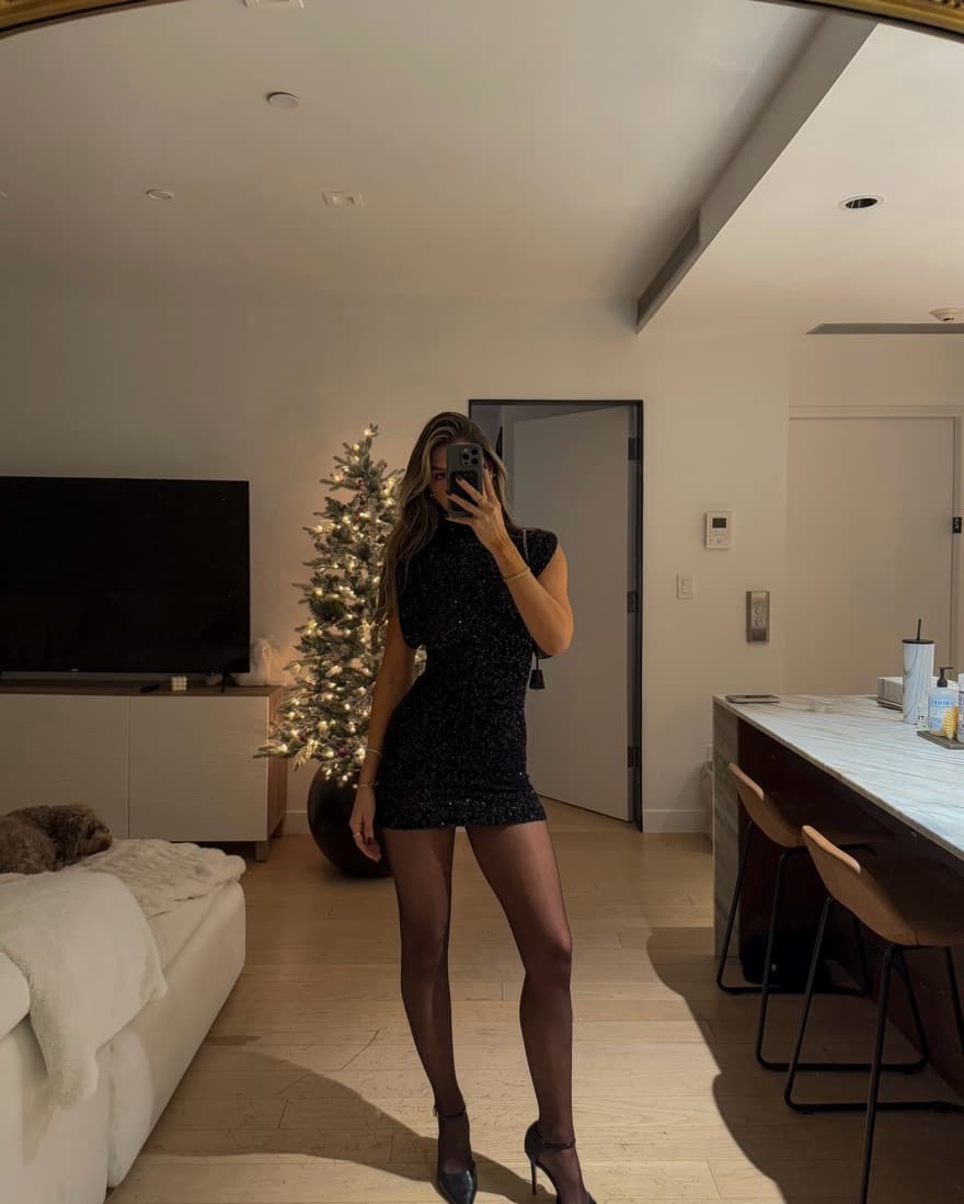 Black Sparkly Mini Dress - Image 2