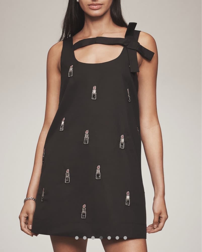 Lipstick Beaded Bow Shift Mini Dress  - Image 3