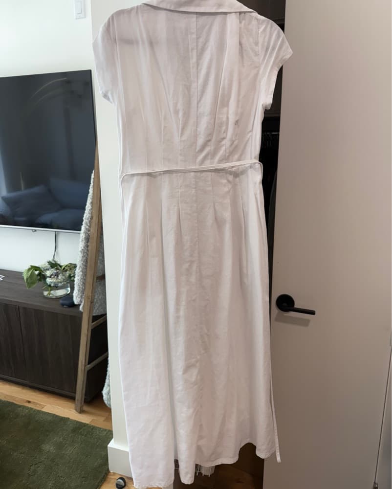 White Linen Midi Dress  - Image 4