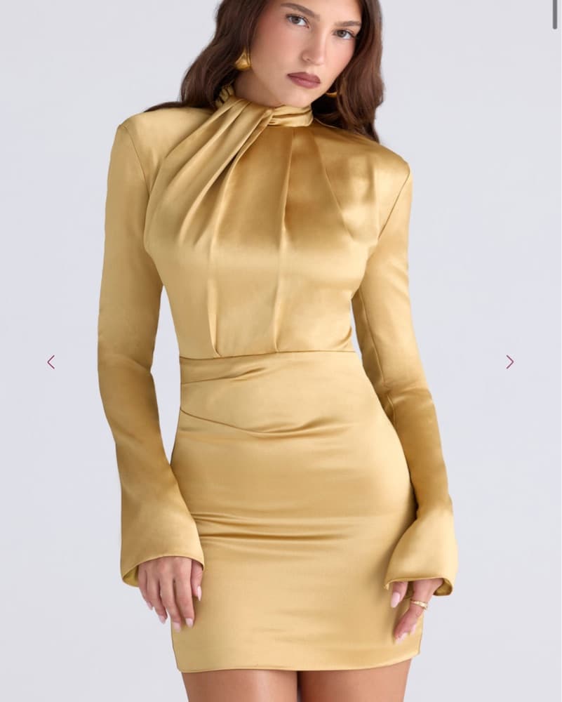 House Of CB Gold Satin Dress - Image 1