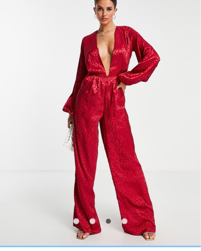 Misguided TALL Red Satin Romper - Image 3