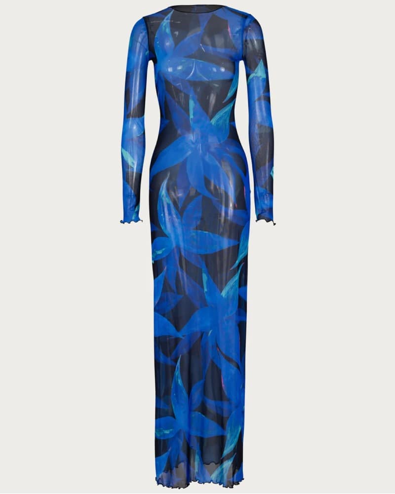 Vibrant Blue Floral Maxi Dress - Image 1