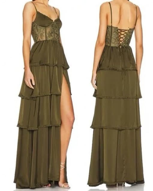 V. Chapman Dakota Gown In Olive Green - Image 1