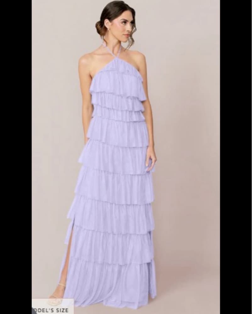 Elegant Lilac Tiered Maxi Dress - Image 2
