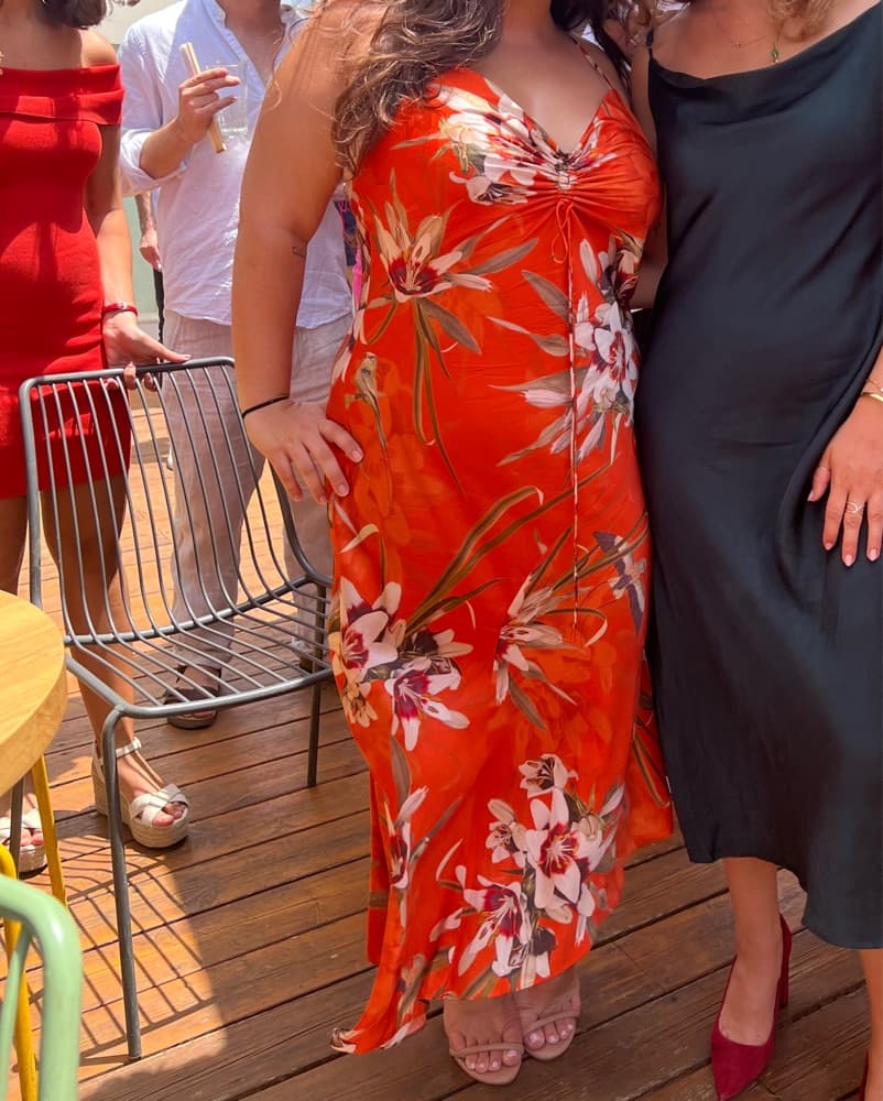 All Saints Silk Orange Floral Dress - Image 3