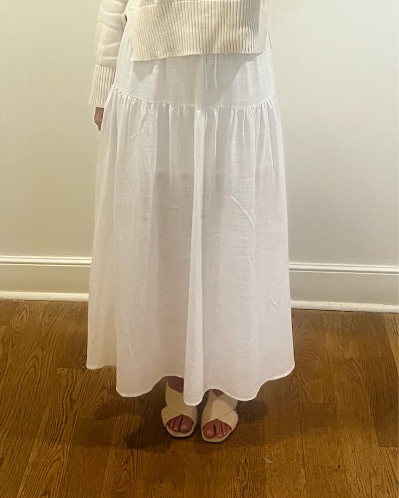 Long White Linen Skirt  - Image 2