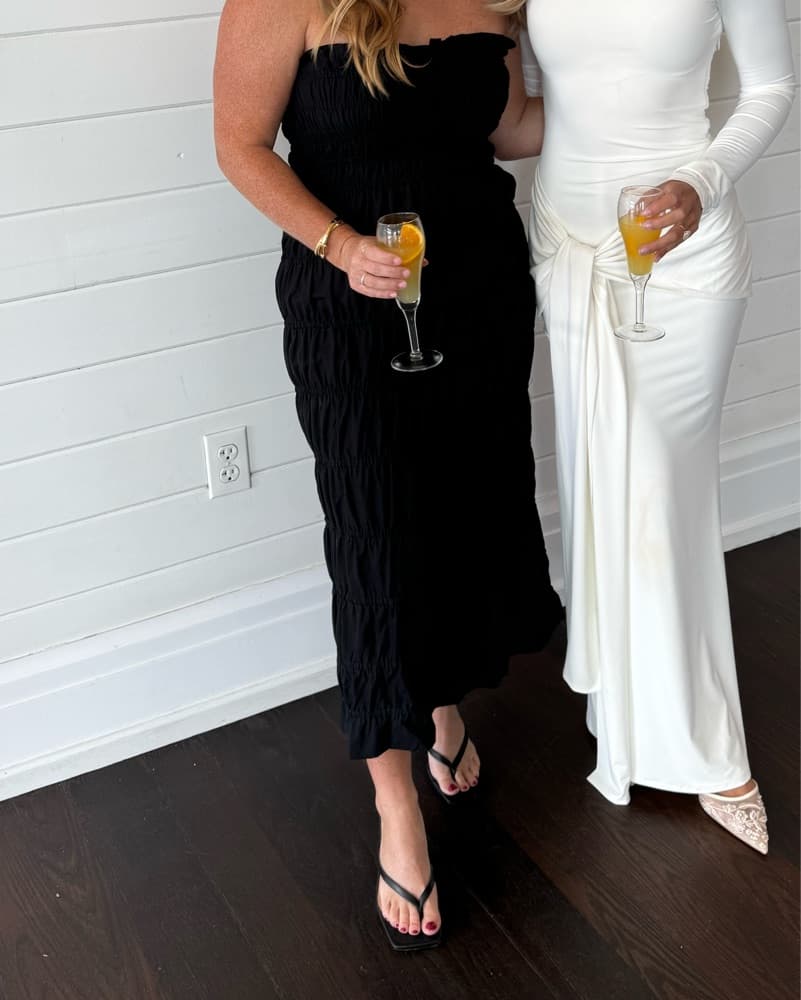 Elegant Ruched Black Midi Dress - Image 1