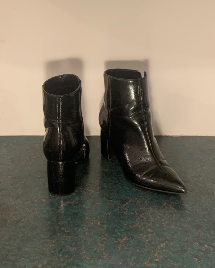 Marc Fisher Shiny Black Pointy Boots - Image 3
