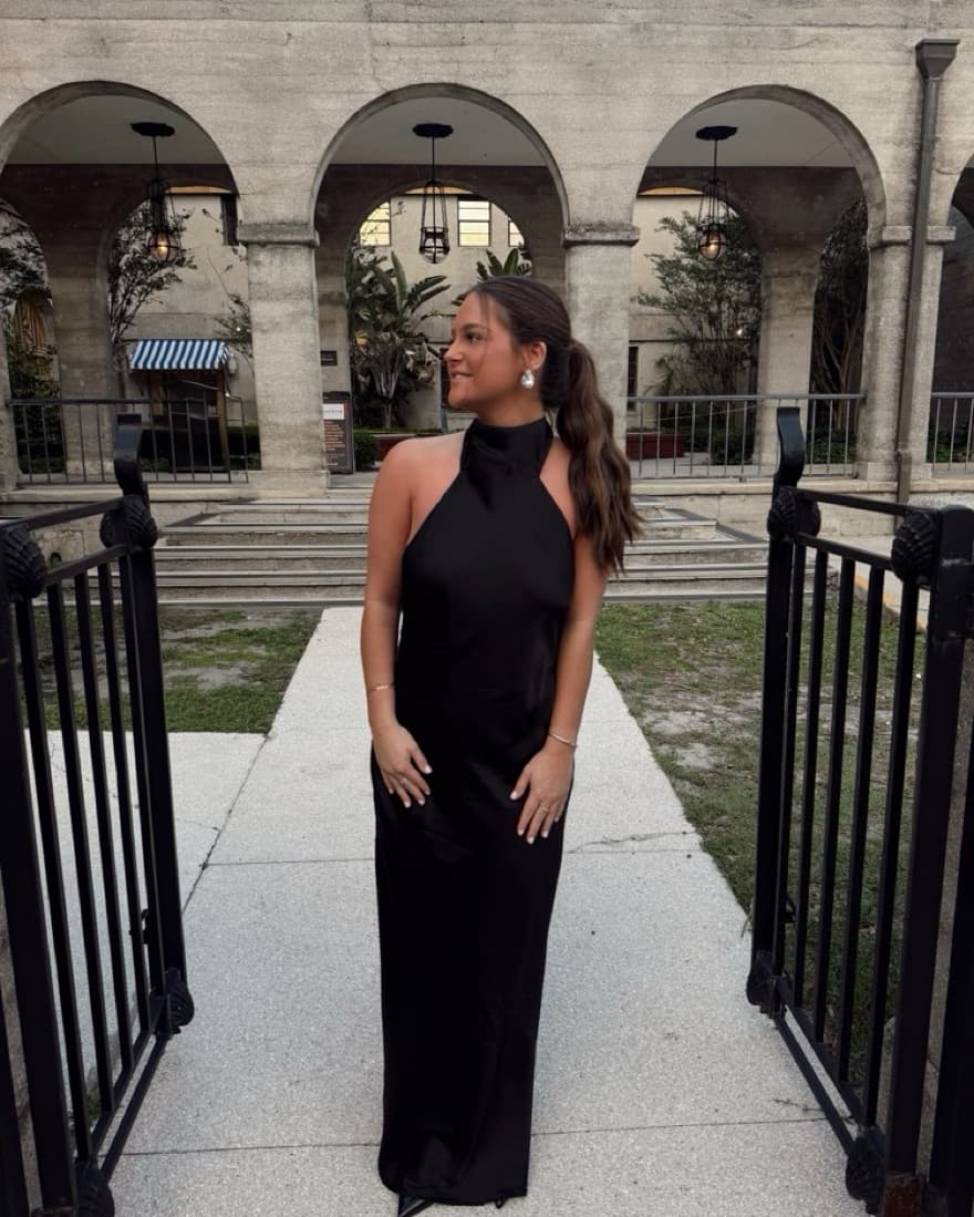 Show Me Your MuMu Black Satin Dress - Image 1