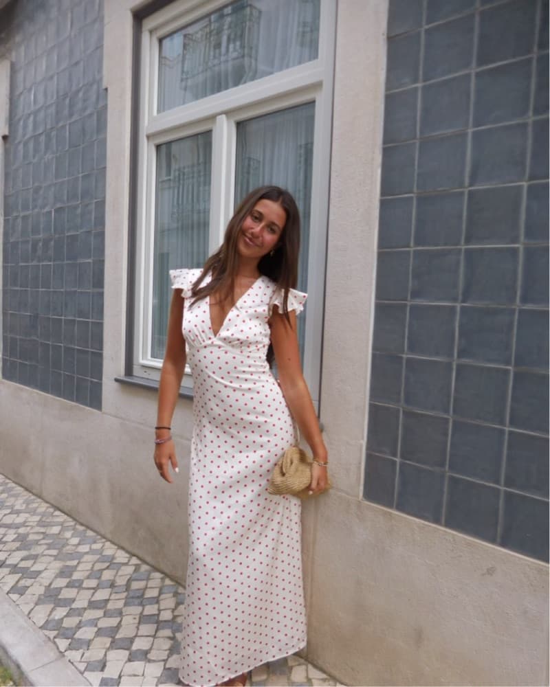 Red And White Polka Dot Long  Dress - Image 1
