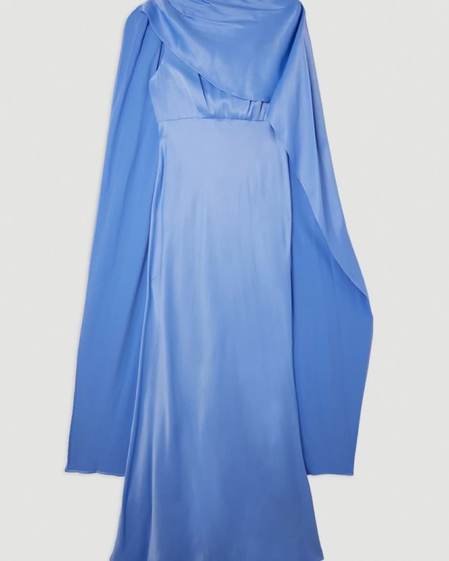 Elegant Blue One-Shoulder Maxi Dress - Image 4