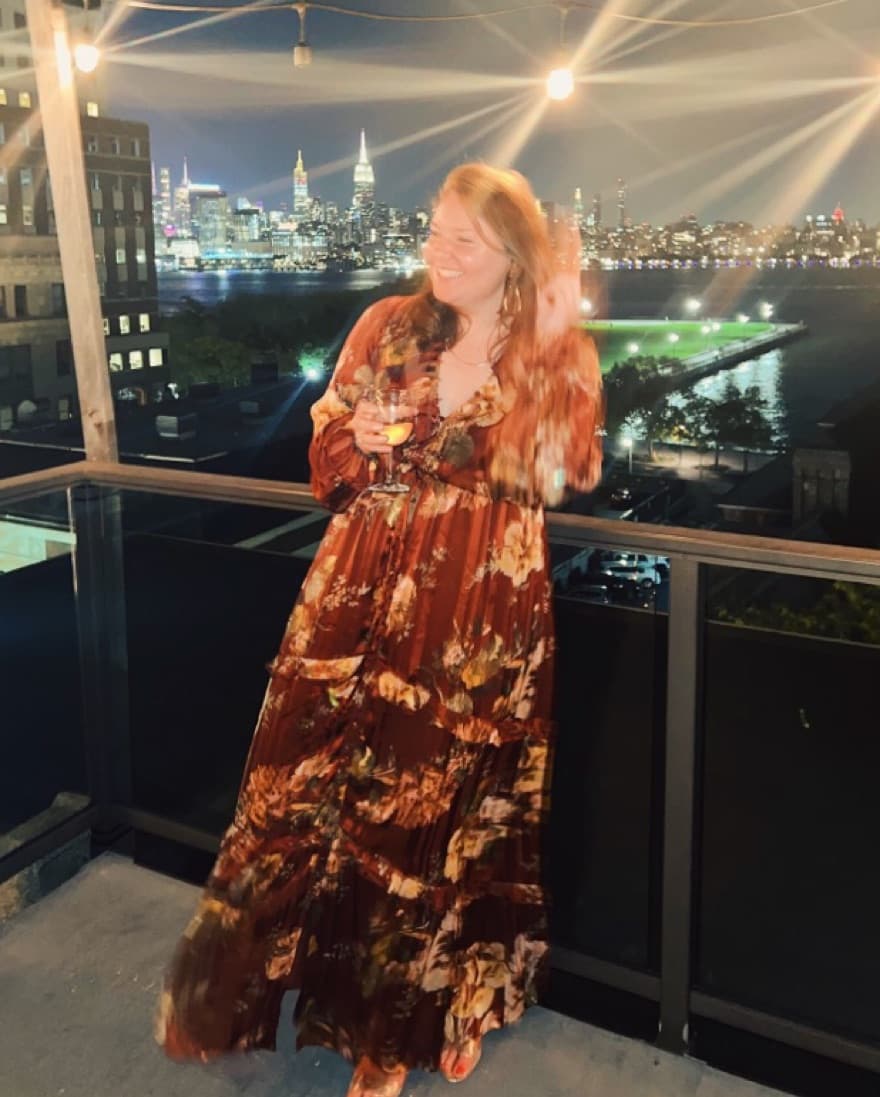 Sheer Maroon/Coppery Gown with Slip - Image 2