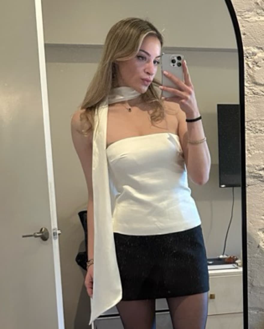 White Satin Shirt With Neck Wrap - Image 1