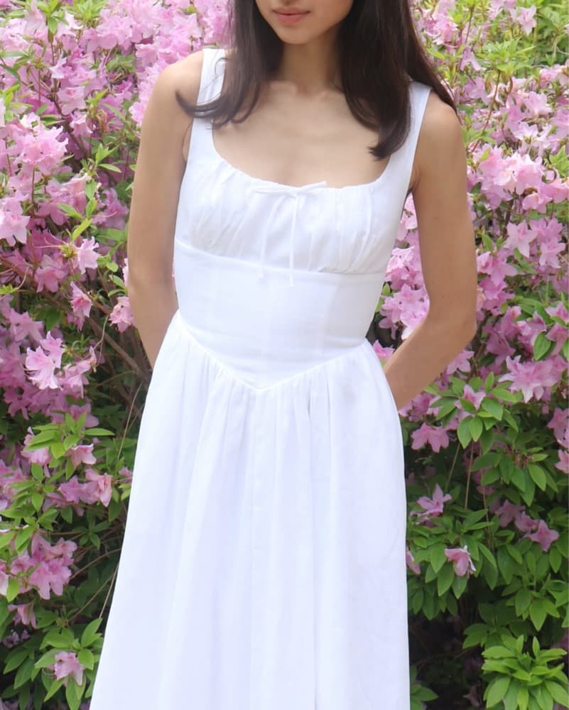 Reformation White Linen Dress - Image 3