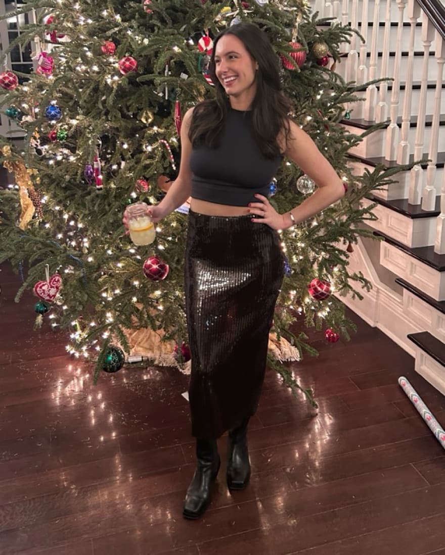 Brown Sequin Midi Skirt for Holiday  - Image 1