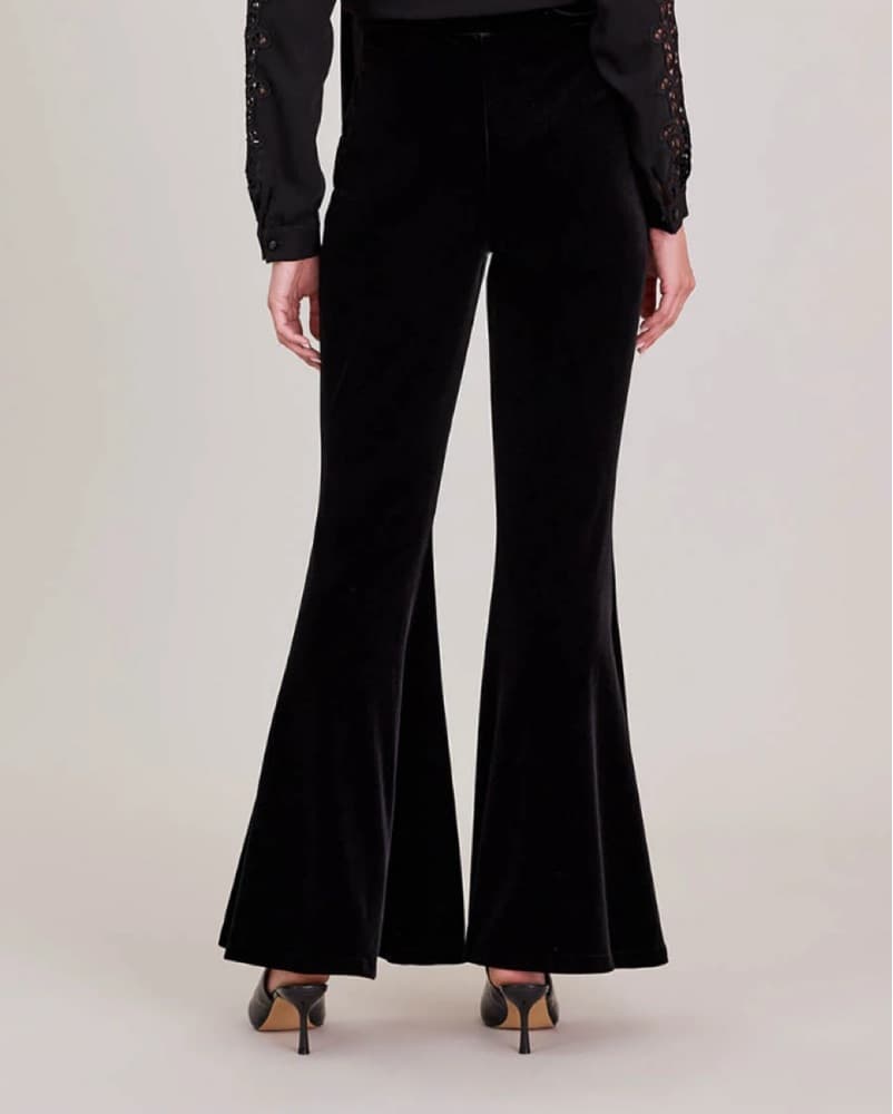 Elegant Black Velvet Flare Pants - Image 3