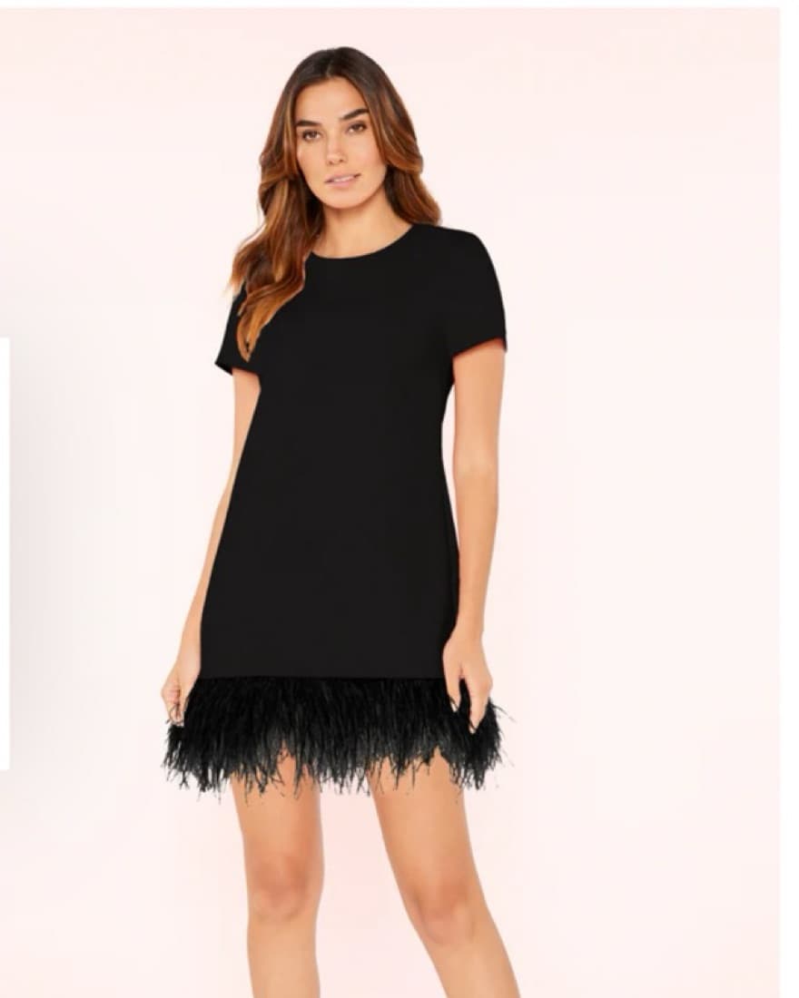 Black Feathered Cocktail Dress - Image 2