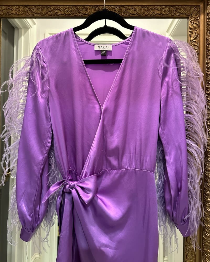 Delfi Collective Purple Feather Dress - Image 3