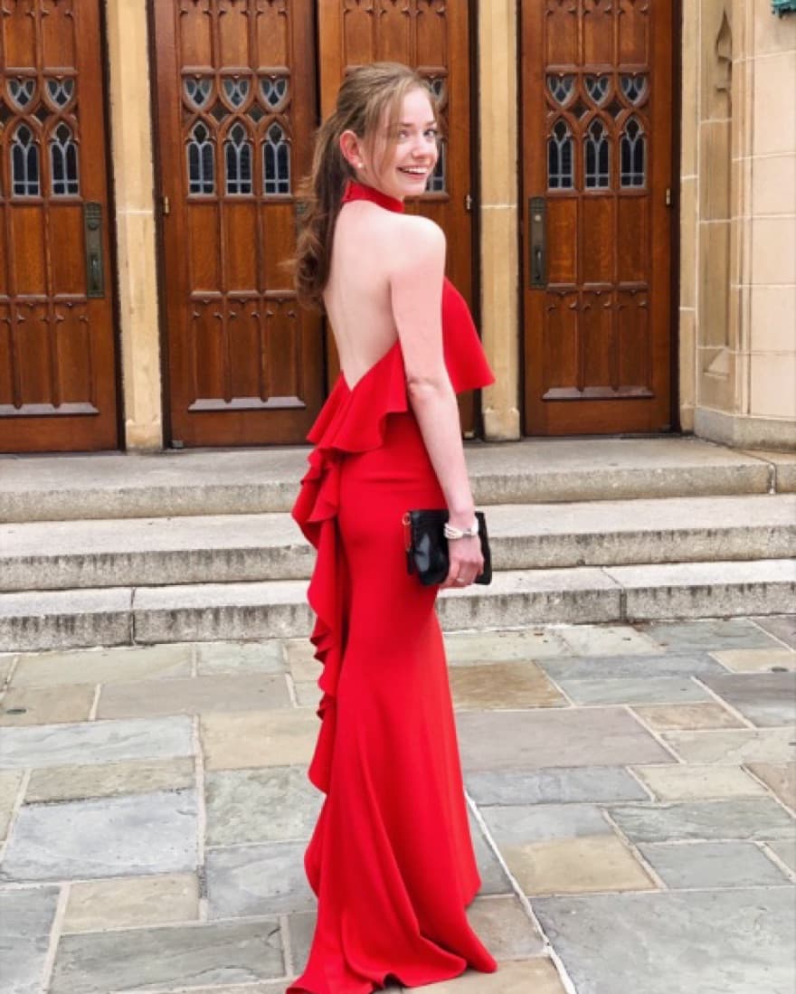 XScape Red Halter Formal Gown - Image 1